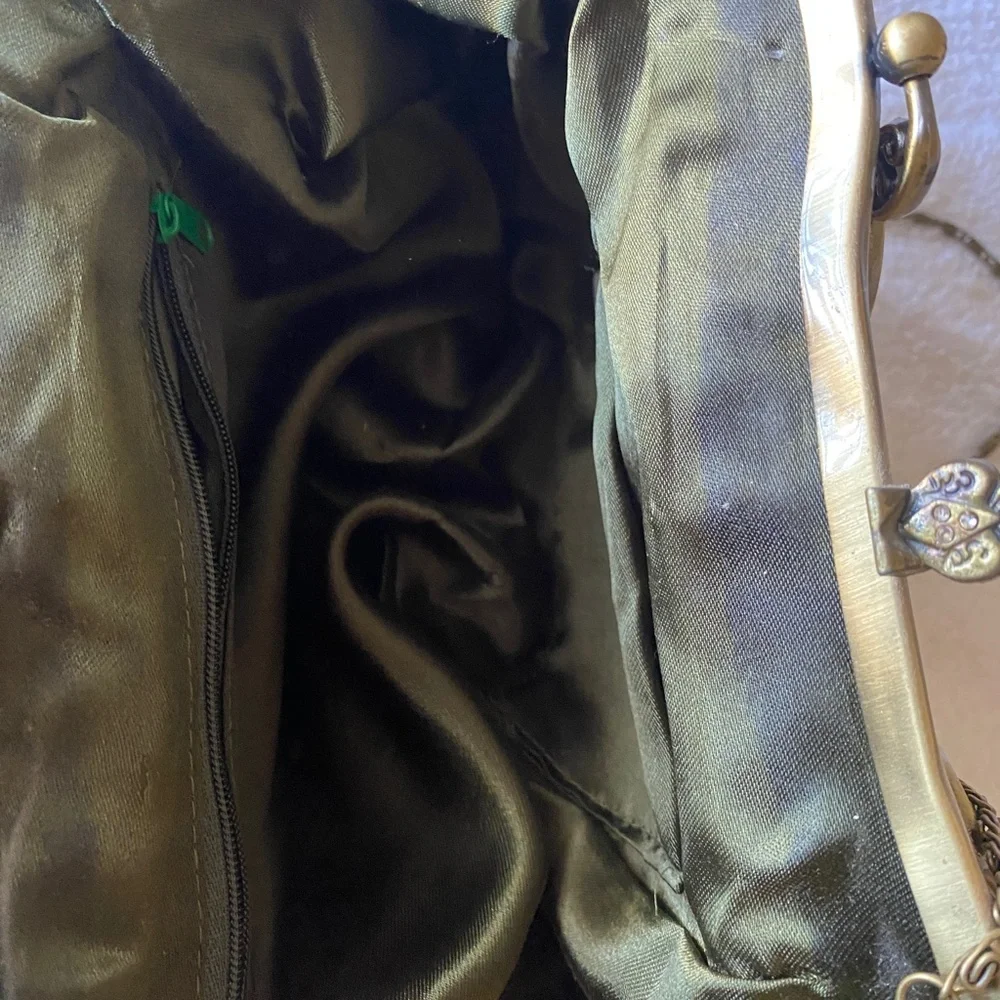 Lime Green Satin‎ Beaded Purse Beautiful, Handle or Crossbody Straps
